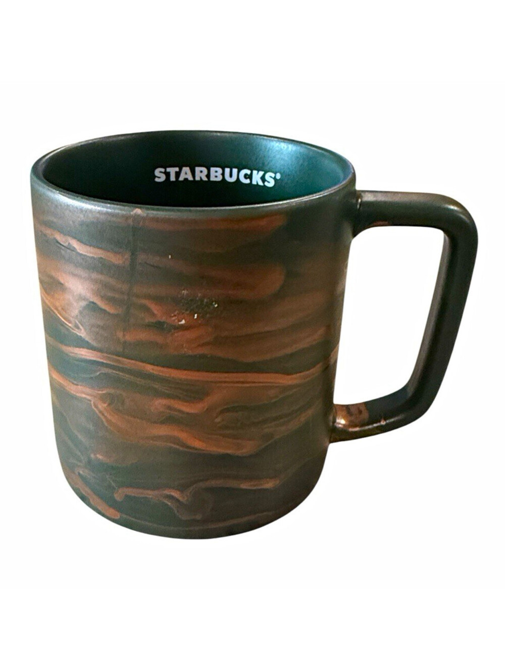 Starbucks Green & Brown Swirl Ceramic Coffee & Tea Mug 12 fl oz 355 mL 2022